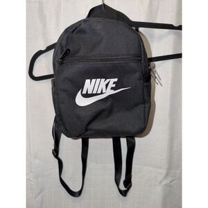 Black Nike Mini Backpack Swoosh Adjustable White Logo